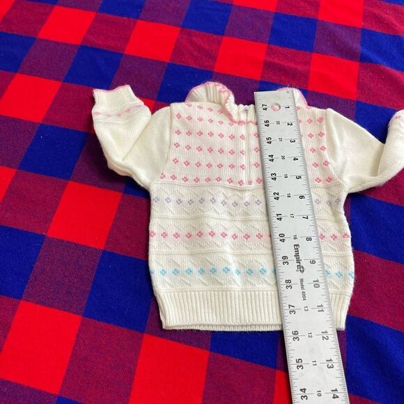 Petit Jouet VTG White Pink Blue Purple Flower Sweater Toddler See Measurements - Picture 11 of 11